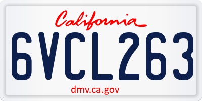 CA license plate 6VCL263