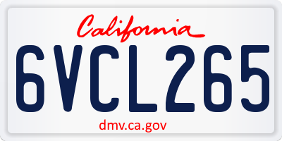 CA license plate 6VCL265