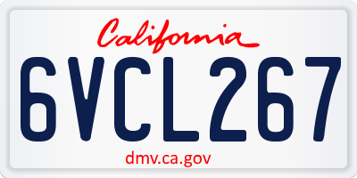 CA license plate 6VCL267