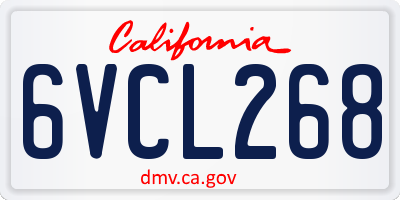 CA license plate 6VCL268