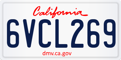 CA license plate 6VCL269