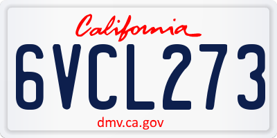 CA license plate 6VCL273