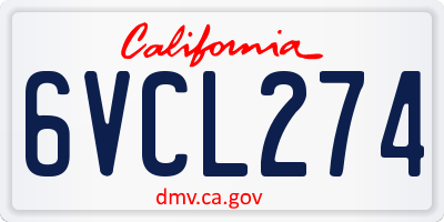 CA license plate 6VCL274