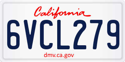 CA license plate 6VCL279