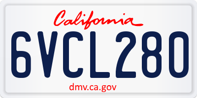 CA license plate 6VCL280