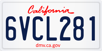 CA license plate 6VCL281