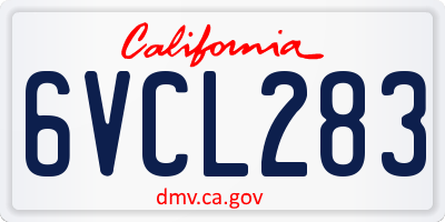 CA license plate 6VCL283