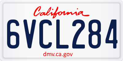 CA license plate 6VCL284