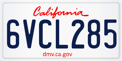 CA license plate 6VCL285