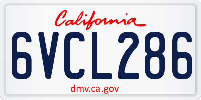 CA license plate 6VCL286