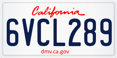 CA license plate 6VCL289