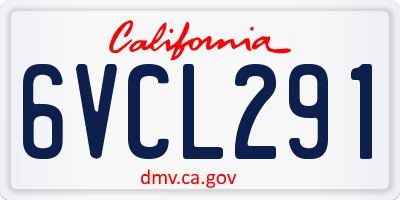 CA license plate 6VCL291