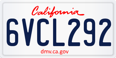 CA license plate 6VCL292