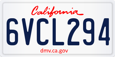 CA license plate 6VCL294