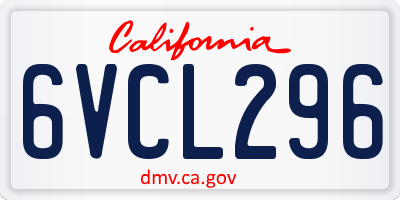 CA license plate 6VCL296