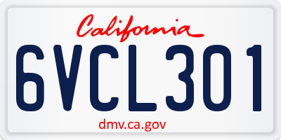 CA license plate 6VCL301