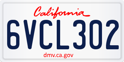 CA license plate 6VCL302