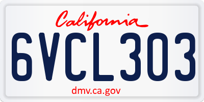 CA license plate 6VCL303