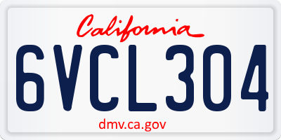 CA license plate 6VCL304