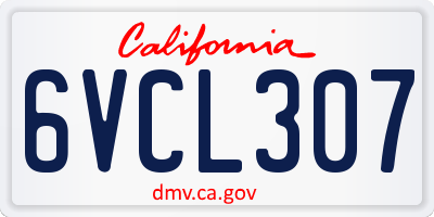 CA license plate 6VCL307