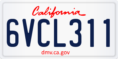 CA license plate 6VCL311