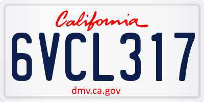 CA license plate 6VCL317