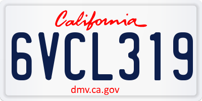CA license plate 6VCL319