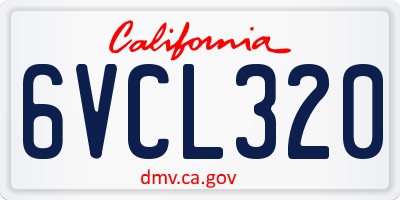 CA license plate 6VCL320
