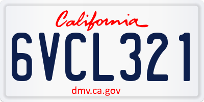 CA license plate 6VCL321