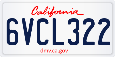 CA license plate 6VCL322