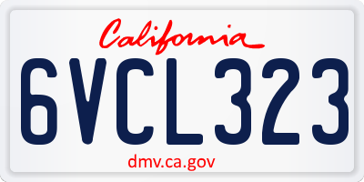 CA license plate 6VCL323