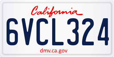 CA license plate 6VCL324
