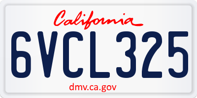 CA license plate 6VCL325