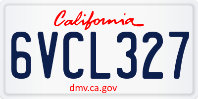 CA license plate 6VCL327