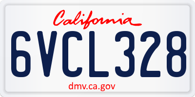 CA license plate 6VCL328