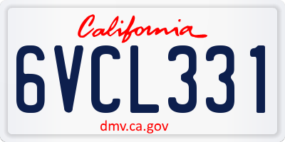 CA license plate 6VCL331