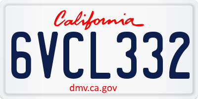 CA license plate 6VCL332