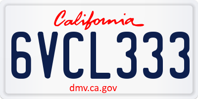 CA license plate 6VCL333