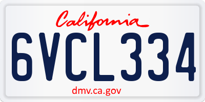 CA license plate 6VCL334