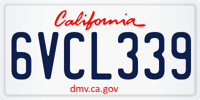 CA license plate 6VCL339
