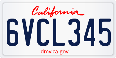CA license plate 6VCL345
