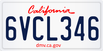 CA license plate 6VCL346