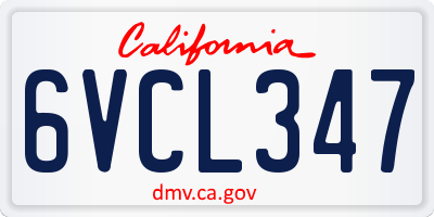 CA license plate 6VCL347