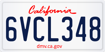 CA license plate 6VCL348