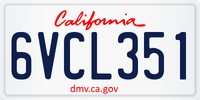 CA license plate 6VCL351