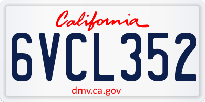 CA license plate 6VCL352