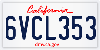 CA license plate 6VCL353