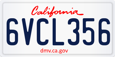 CA license plate 6VCL356