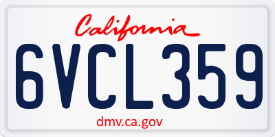 CA license plate 6VCL359