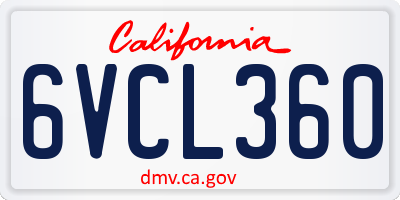 CA license plate 6VCL360